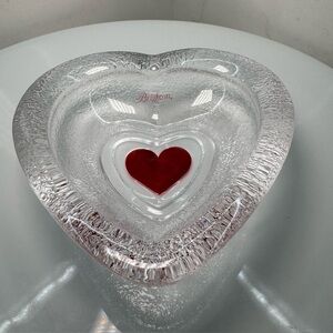 Brighton Heart Crystal Bowl – Red Heart Center Glass Dish